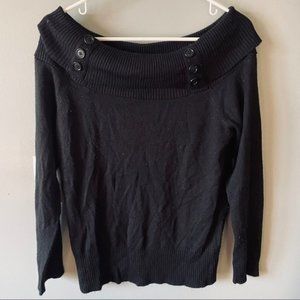 Venus black off shoulder button sweater